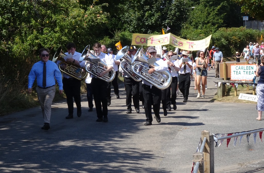 Breage Silver Band lead the procession at the 2022 Carleen Tea Treat