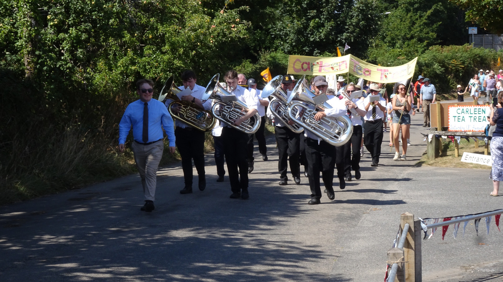Breage Silver Band lead the Carleen Tea Treat procession