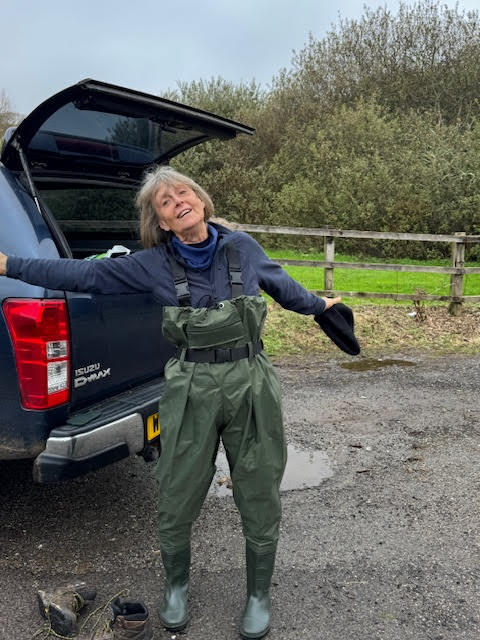 Got to be prepared when wading through Cornish streams in search of Riverfly